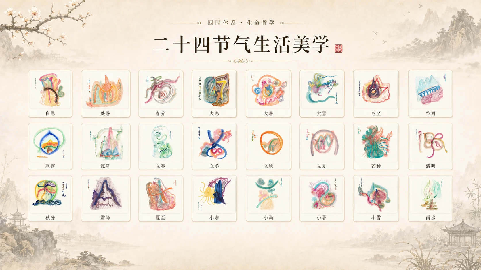 二十四节气生活美学二十四幅原创画作总览